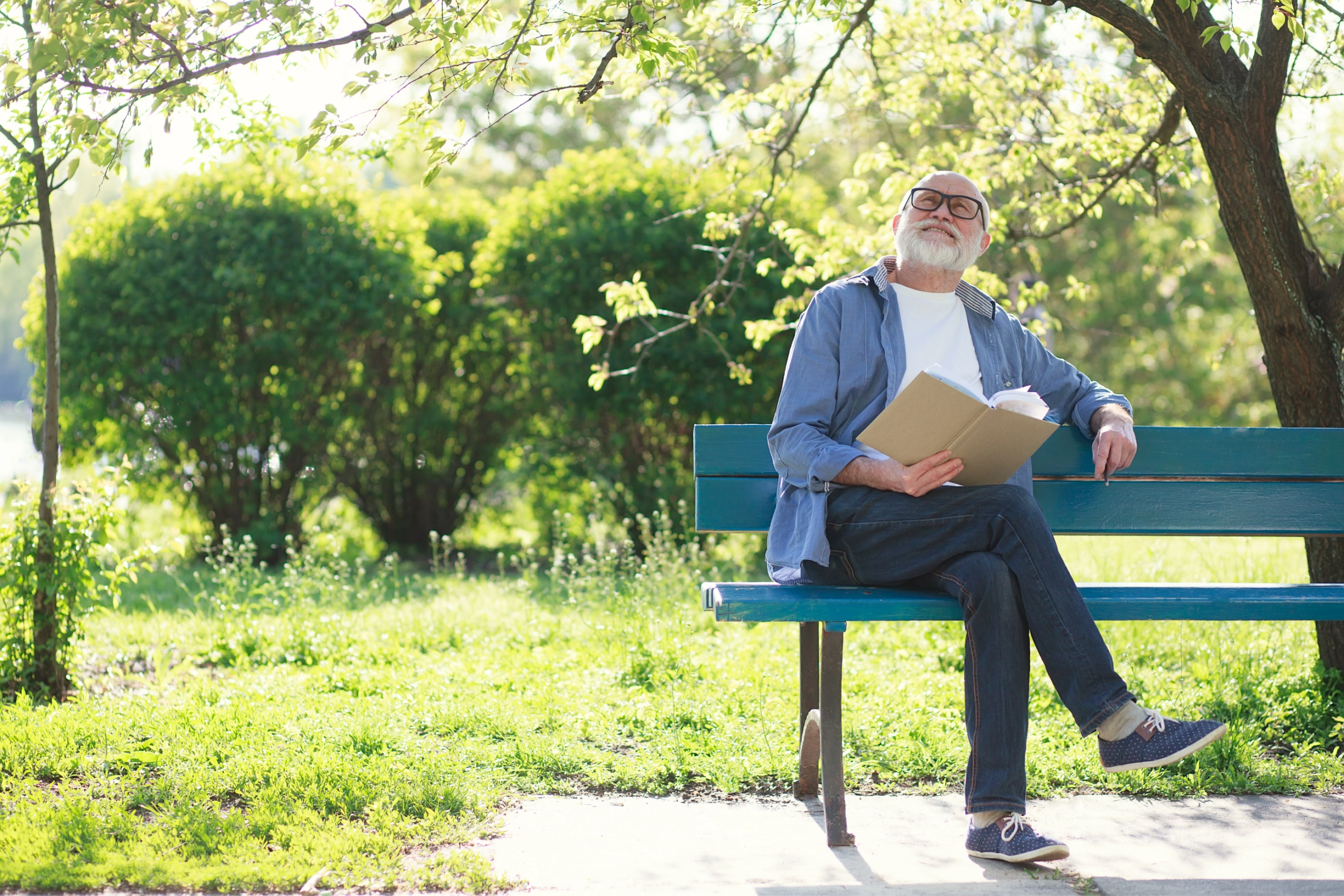 Older man sitting on a bench